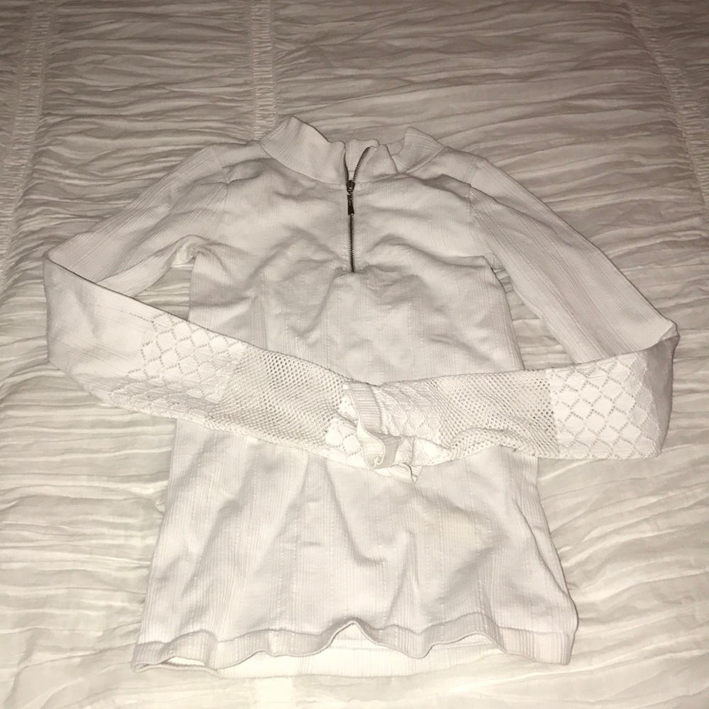 Free people athletic half zip white top